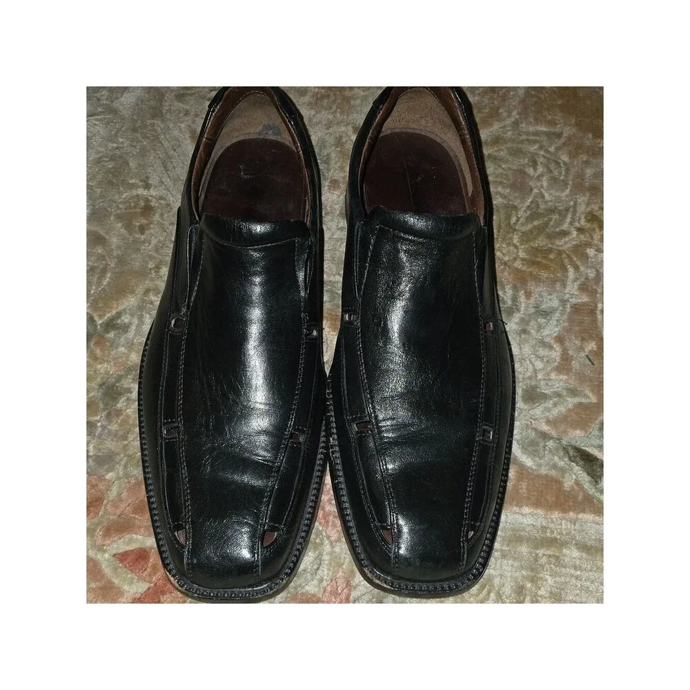 Johnston & Murphy Shoes Men's Size 8.5 8-1/2  Black Leather Loafers Slip On